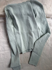 LoveShackFancy Martti Stretch Pointelle Cardigan in Eau De Nil