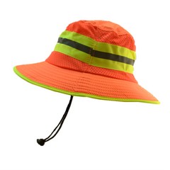 Hi Vis Reflective Safety Work Neck Flap Boonie Orange Hat Ventilation Bucket Cap