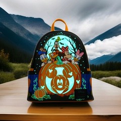 Loungefly 🎃 Mickey Mouse & Friends GLOW Halloween Pumpkin Mini Backpack LF12