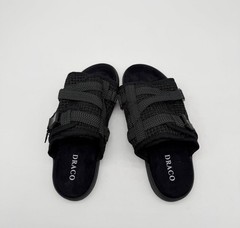 DRACO Men&rsquo;s Black Slide Sandals Size 11 Adjustable Strap Synthetic Logo