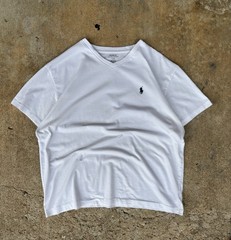 Polo Ralph Lauren Men’s White V-Neck Short Sleeve Pony Logo Tee Classic Fit L