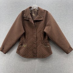 Golden Dress Equestrian Jacket Womens Medium Brown Quilted Zip Pockets Riding