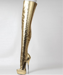 Fetish Ballet metal High Heel thigh crotch stiletto boot extreme 22cm UK3-11