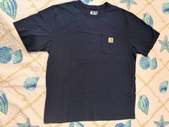 Carhartt Men&rsquo;s Loose Fit Pocket T-Shirt Navy L Cotton Knit Crew Neck