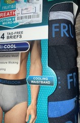 Fruit of the Loom 4-Pair Mens Brief Underwear Breathable Mesh Cotton Cooling L