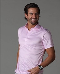 NWT Collars and Co Polo Medium Semi-Spread Collar Pink Gingham Mens Golf Career