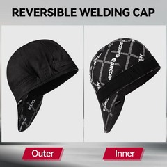 ARCCAPTAIN Welding Cap Reversible Welder Hat with Elastic Retractable Band Black