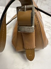 Kenneth Cole Reaction Brown PVC Corpotate Shoulder Bag Trim Baguette 5x11x3.5”