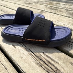 Under Armour Ansa Elevate Slides in black/sonar blue M10/W11.5