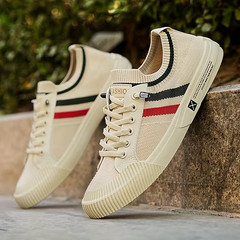 New Breathable Sneakers Fabric Upper Men&rsquo;S Casual stripped Sports sneaker Shoes