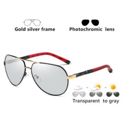 Metal HD Polarized Photochromic Sunglasses Pilot For Men Outdoor Driving Glasses
