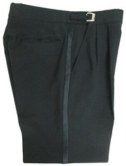 Men&rsquo;s Black Tuxedo Pants 100% Worsted Wool Wedding Prom 30-32&Prime; Adjustable Waist