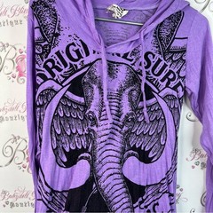 Sure original back to basic long sleeve hoodie Purple Elephant Graphic top shirt