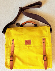 Will Leather Goods Yellow Solid Messenger Bag w/ Adjustable Crossbody Strap, Zip