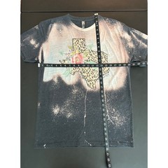Next Level Rebel Rose Texas Leopard Floral Bleached Graphic T-Shirt Gray L 1357