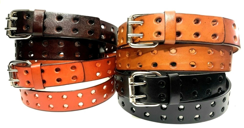 Men&rsquo;s 1.5&Prime; Wide WORK OR CASUAL LEATHER BELT DOUBLE PRONG TWO HOLE LEATHER BELT