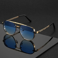 Classic Double Bridge Metal Sunglasses Men Women UV400 Fashion Retro Shades