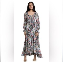 Cinq A Sept Leigh Floral Ruffle Maxi Dress Size O