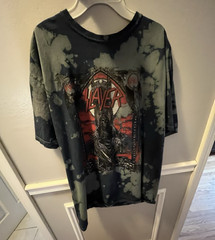Slayer Logo Graphic Print Bleached and Dyed Cotton Crew Neck Tee XL