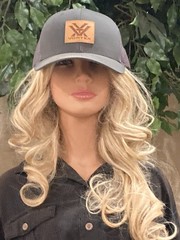 Vortex Optics Charcoal Grey Mesh Trucker Hat Cap Embossed Leather Patch