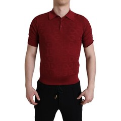 DOLCE & GABBANA T-shirt Maroon Collared Short Sleeve Silk IT44/US34/XS 1200usd
