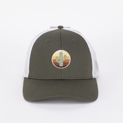 Sun + Stone Cactus Patch Trucker Baseball Hat Olive/White One Size