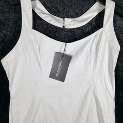 PrettyLittleThing PU Halterneck Split Detail Bodycon Dress Faux Leather Size 12