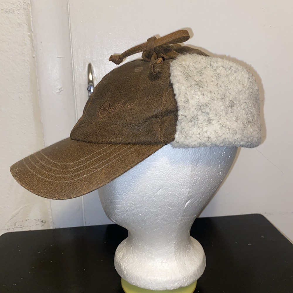 Outback Trading Co Hat Cap Fitted Mens XL Leather Ear Flap Sherpa McKinley