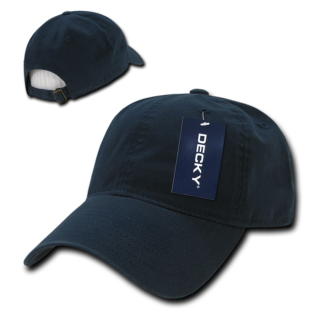 Navy Blue Solid Blank Washed Cotton Polo Style Low Crown Baseball Ball Cap Hat