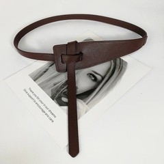 Women Ladies Skinny Dressy black White Leather Belt Tie Waistband 2 Colors
