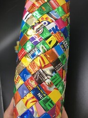 MOSAIC CLUTCH HANDBAG PURSE PAPER CANDY WRAPPER SHOLDER 10&Prime; X 5&Prime; RECYCLE PAPER