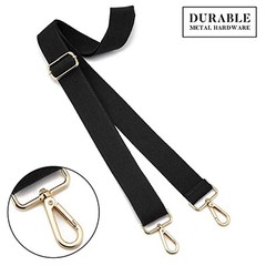 Wide Purse Straps Replacement Adjustable Crossbody Gold Hardware 3.8CM Black