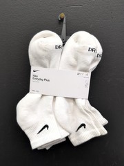 Nike Everyday Plus Cotton Cushioned Crew Socks Size Large White Pack of 6 Pairs