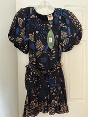 New with tags. Farm rio size large dress. Short puffy sleeve with belt.