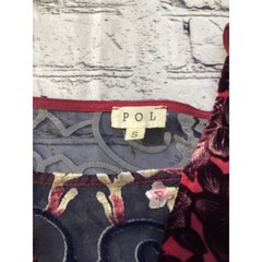 POL Maroon Black Floral Velvet Ruffle Flutter Sleeve V-Neck Peplum Top Small