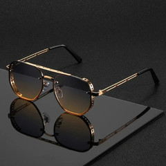 Classic Double Bridge Metal Sunglasses Men Women UV400 Fashion Retro Shades