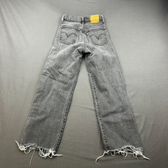 Levis Ribcage Ankle Jeans Womens 26 Gray Denim Cotton Straight Leg Frayed Hem