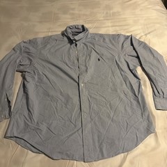 Polo Ralph Lauren Shirt Mens XL Blue White Check Lowell Sport 2 Ply Cotton