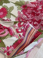 Talbots Blouse Top Button Down Front Bright Pink Floral French Cuffs Sz 4 Petite