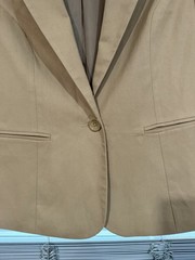 Blair Tan Solid Lined One-Button Blazer Jacket Womens Petite 12P