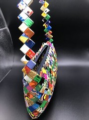 MOSAIC CLUTCH HANDBAG PURSE PAPER CANDY WRAPPER SHOLDER 10&Prime; X 5&Prime; RECYCLE PAPER