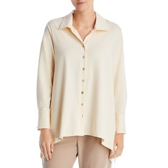 &Basics Womens Collared Knit Blouse Natural Size XS