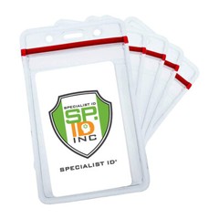 25 Pack – Heavy Duty Vertical Resealable Vinyl ID Badge Holders w Waterproof Zip