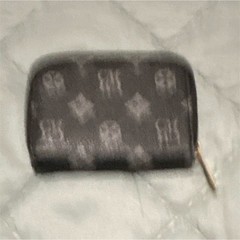 Black Gray Logo Pattern Zip-Around Coin Wallet, Zipper, Women’s One Size