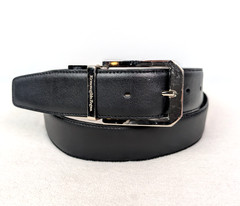 ERMENEGILDO ZEGNA Reversible Black Brown Dress Belt Leather Sz 36 Italy