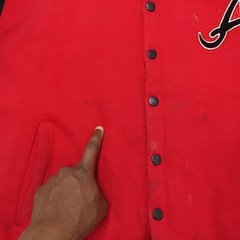 Atlanta Snap Button-Up Jacket Red/Black Size Large Long Sleeve Stand-Up Collar
