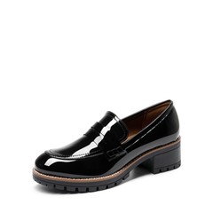 Women Business Penny Low Chunky Heel Loafers Slip On Loafer Shoes