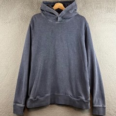 Outerknown Mens Hemp Organic Cotton Pullover Hoodie Blue Snap Neck Size L
