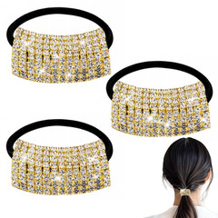 3 Pcs Rhinestone Ponytail Holder, Elastic Hair Tie, Sparkling Crystal Rhinestone