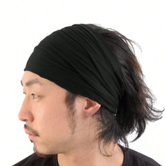 1pc Japanese Style Black Headband Stretchy Sports Casual Wear Hair Band For Men